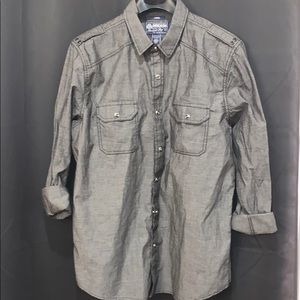 Snap Button Gray Button Up